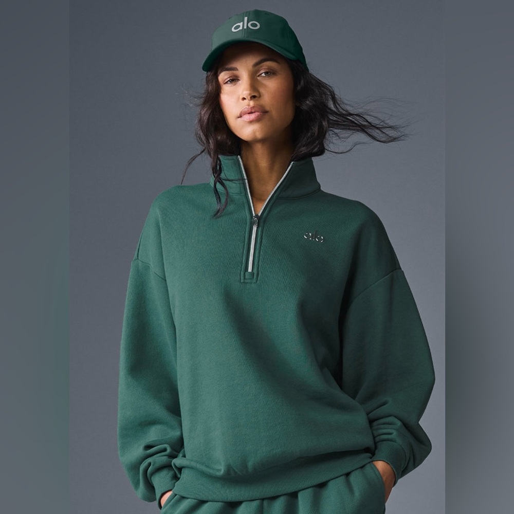 ALO 1/4 Zip Accolade Sweatshirt in Winter Ivy NWT